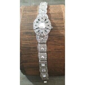 Isaac Mizrahi Rhinestone Encrusted Hidden Watch Silver Tone New Battery